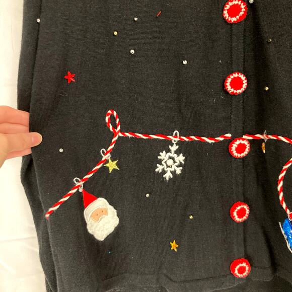 VTG Studio Joy Womens L Christmas Holiday Embroidered Sweater Art to Wear Winter - Picture 7 of 11